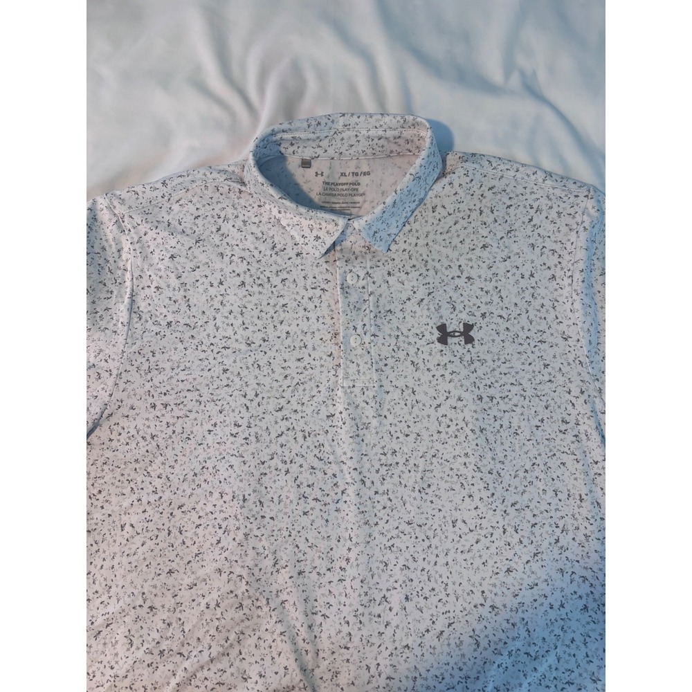 Under Armour Men XL The Playoff Polo White Grey Floral Short Sleeve Golf Shirt